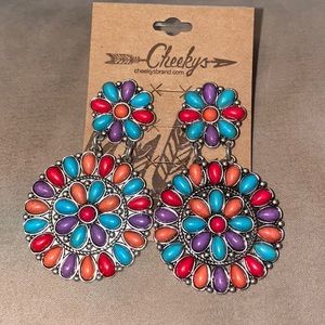 Cheeky’s Boutique- multi colored stone post earrings
